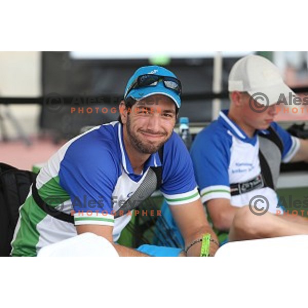 Jaka Komocar of Slovenia Archery team during team competition at Tofiq Bahramov Stadium, Baku 2015 First European Games, Azerbaijan on June 16, 2015