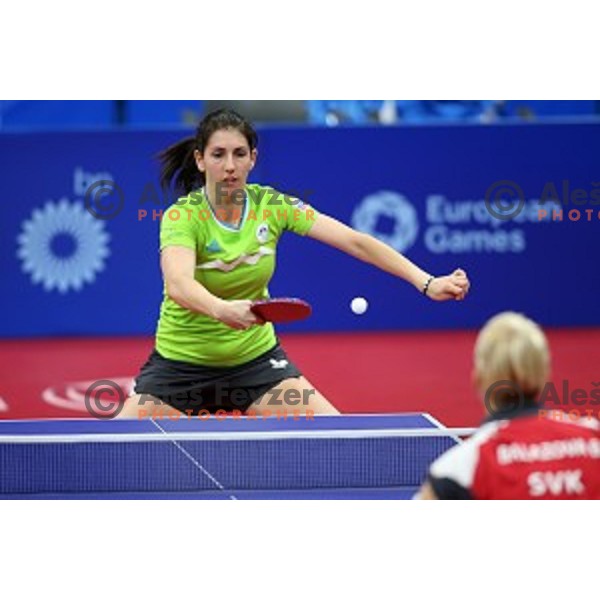 Alex Galic of Slovenia in first round action at table tournament in Baku Sports Hall during Baku 2015 First European Games, Azerbaijan on June 16, 2015