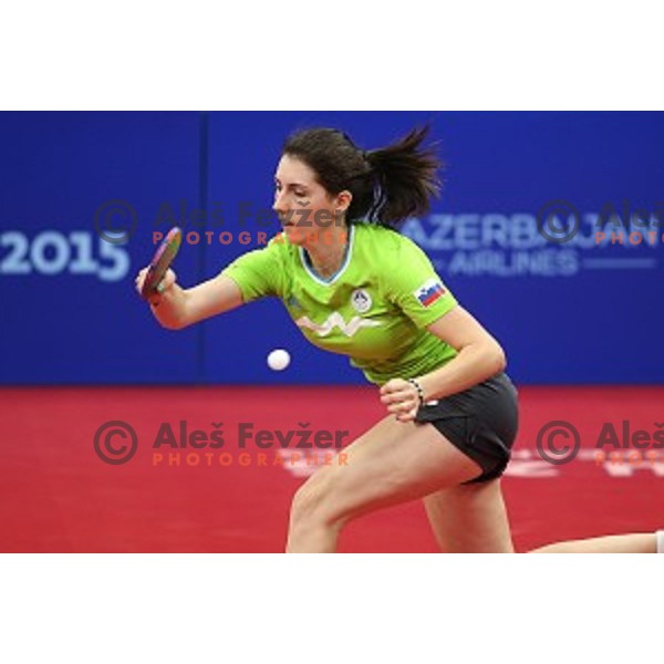 Alex Galic of Slovenia in first round action at table tournament in Baku Sports Hall during Baku 2015 First European Games, Azerbaijan on June 16, 2015
