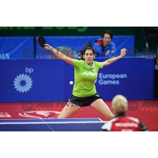 Alex Galic of Slovenia in first round action at table tournament in Baku Sports Hall during Baku 2015 First European Games, Azerbaijan on June 16, 2015