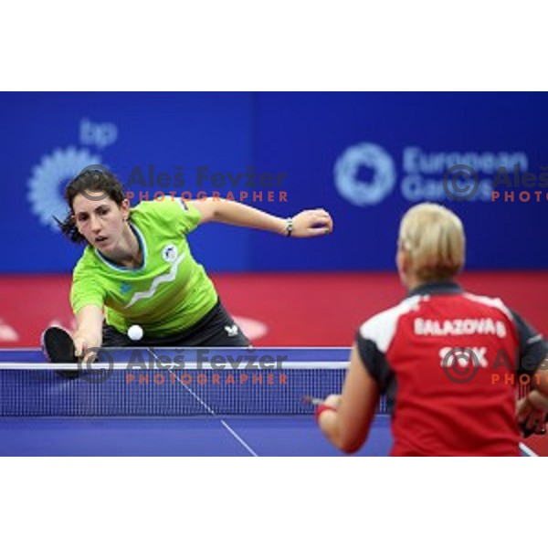 Alex Galic of Slovenia in first round action at table tournament in Baku Sports Hall during Baku 2015 First European Games, Azerbaijan on June 16, 2015