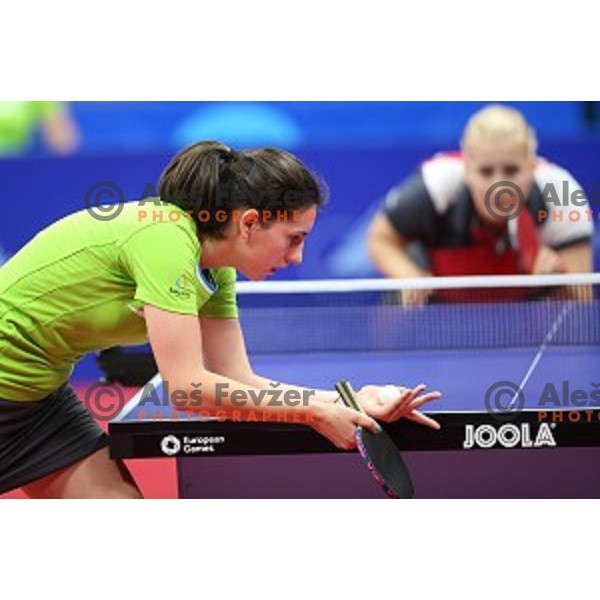 Alex Galic of Slovenia in first round action at table tournament in Baku Sports Hall during Baku 2015 First European Games, Azerbaijan on June 16, 2015