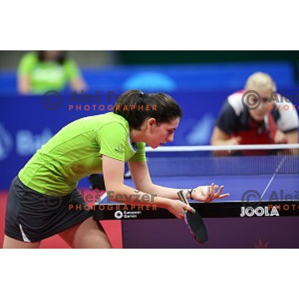 Alex Galic of Slovenia in first round action at table tournament in Baku Sports Hall during Baku 2015 First European Games, Azerbaijan on June 16, 2015