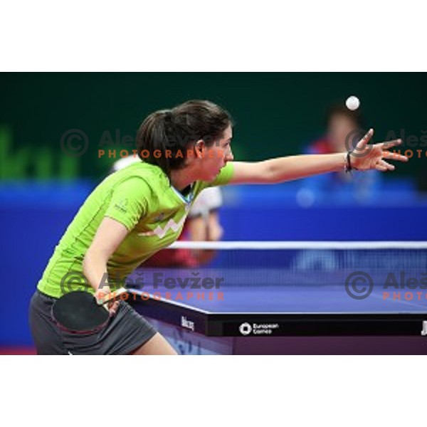 Alex Galic of Slovenia in first round action at table tournament in Baku Sports Hall during Baku 2015 First European Games, Azerbaijan on June 16, 2015
