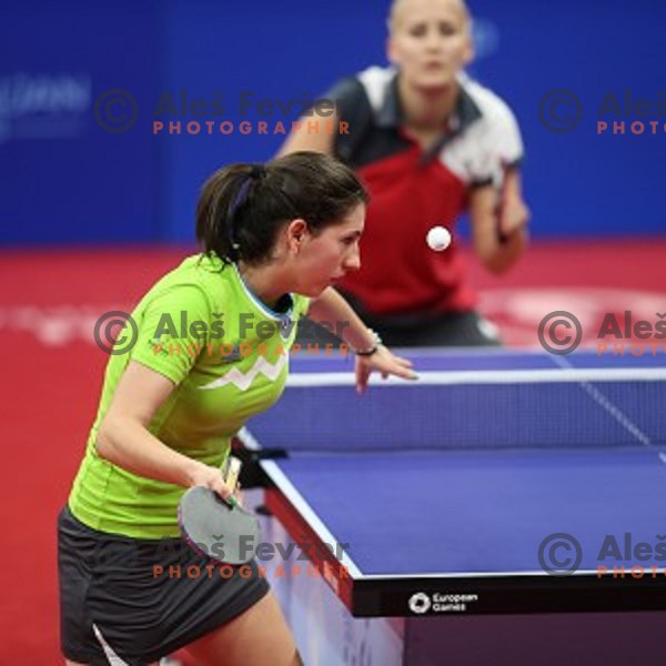 Alex Galic of Slovenia in first round action at table tournament in Baku Sports Hall during Baku 2015 First European Games, Azerbaijan on June 16, 2015