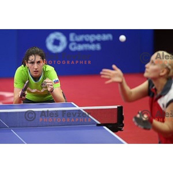 Alex Galic of Slovenia in first round action at table tournament in Baku Sports Hall during Baku 2015 First European Games, Azerbaijan on June 16, 2015