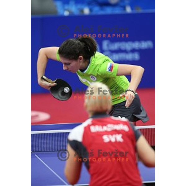 Alex Galic of Slovenia in first round action at table tournament in Baku Sports Hall during Baku 2015 First European Games, Azerbaijan on June 16, 2015