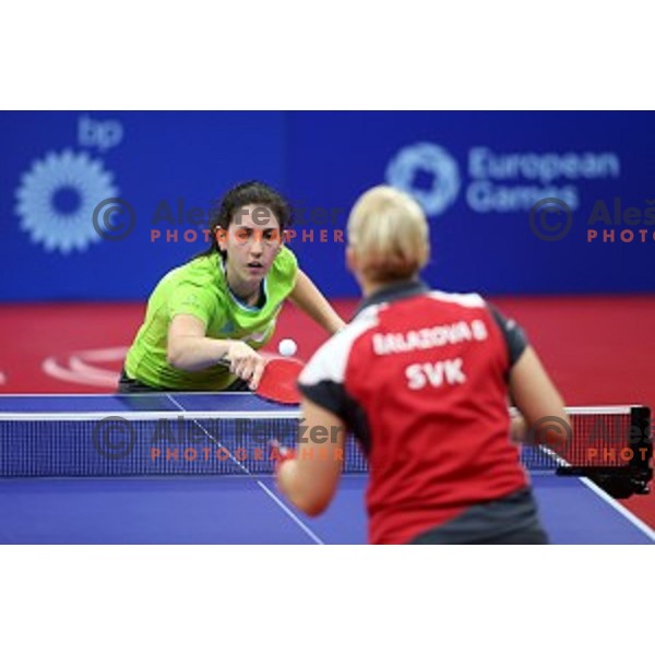 Alex Galic of Slovenia in first round action at table tournament in Baku Sports Hall during Baku 2015 First European Games, Azerbaijan on June 16, 2015