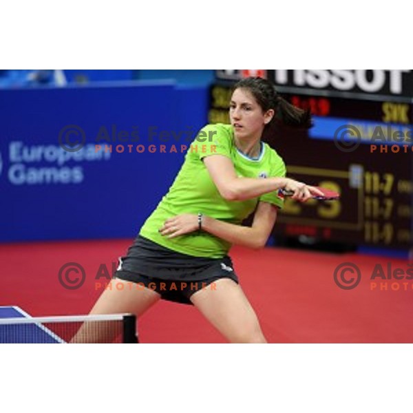 Alex Galic of Slovenia in first round action at table tournament in Baku Sports Hall during Baku 2015 First European Games, Azerbaijan on June 16, 2015
