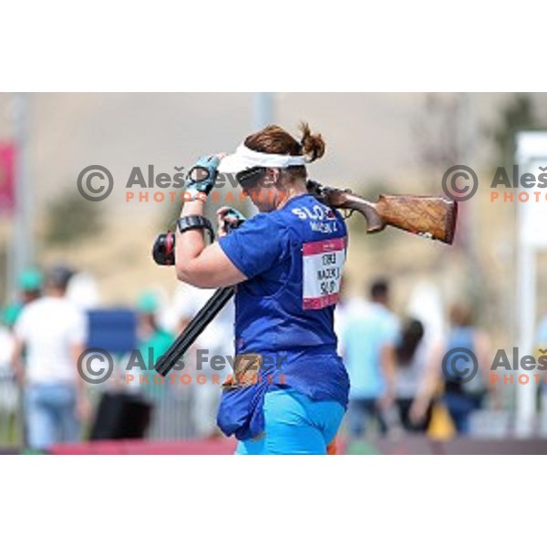 Jasmina Macek shots during qualification of women\'s Trap in Baku Shooting centre during Baku 2015 First European Games, Azerbaijan on June 16, 2015