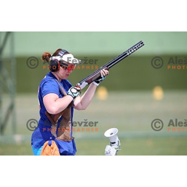 Jasmina Macek shots during qualification of women\'s Trap in Baku Shooting centre during Baku 2015 First European Games, Azerbaijan on June 16, 2015