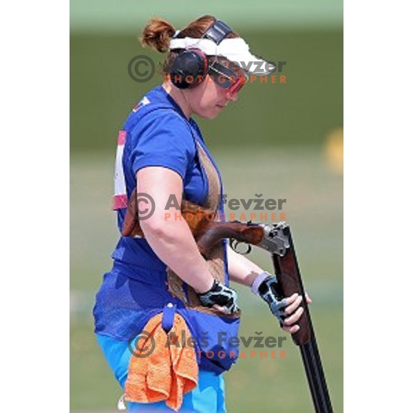 Jasmina Macek shots during qualification of women\'s Trap in Baku Shooting centre during Baku 2015 First European Games, Azerbaijan on June 16, 2015