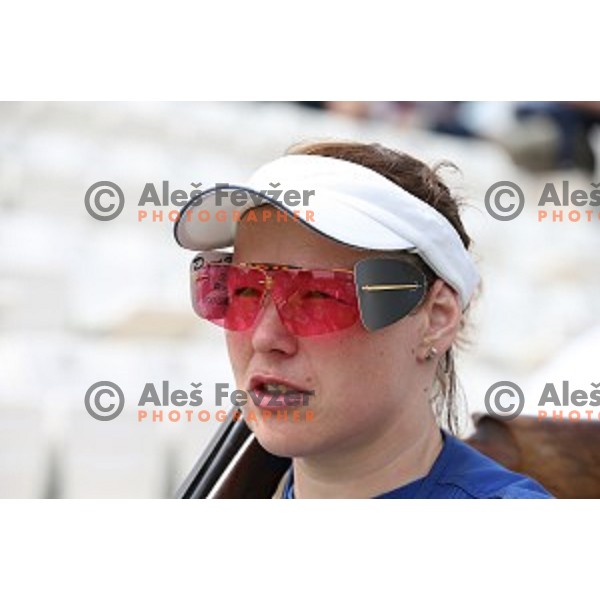 Jasmina Macek shots during qualification of women\'s Trap in Baku Shooting centre during Baku 2015 First European Games, Azerbaijan on June 16, 2015