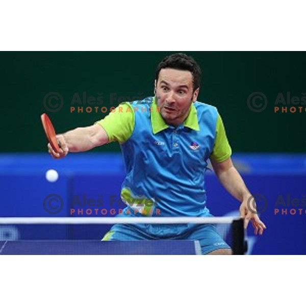 Bojan Tokic of Slovenia in first round action at table tournament in Baku Sports Hall during Baku 2015 First European Games, Azerbaijan on June 16, 2015