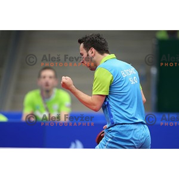 Bojan Tokic of Slovenia in first round action at table tournament in Baku Sports Hall during Baku 2015 First European Games, Azerbaijan on June 16, 2015