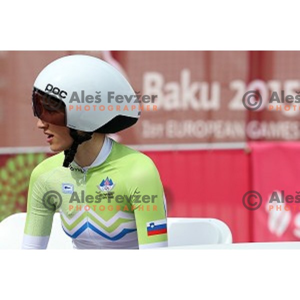 Polona Batagelj of Slovenia competes at Women\'s Time trial at Bligah Beach during First European Games Baku 2015, Azerbaijan on June 18, 2015