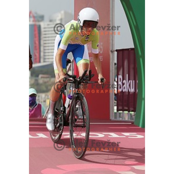 Polona Batagelj of Slovenia competes at Women\'s Time trial at Bligah Beach during First European Games Baku 2015, Azerbaijan on June 18, 2015