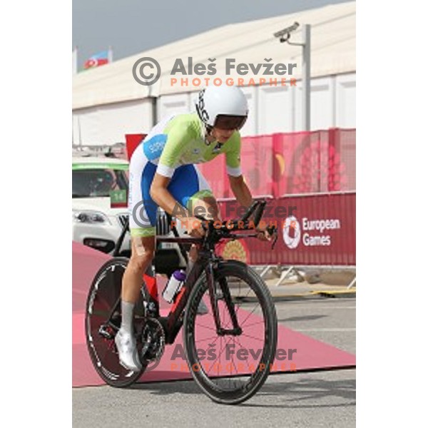 Polona Batagelj of Slovenia competes at Women\'s Time trial at Bligah Beach during First European Games Baku 2015, Azerbaijan on June 18, 2015