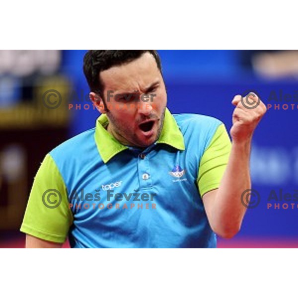 Bojan Tokic of Slovenia in third round action at table tournament in Baku Sports Hall during Baku 2015 First European Games, Azerbaijan on June 18, 2015