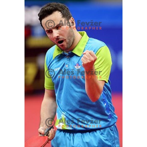 Bojan Tokic of Slovenia in third round action at table tournament in Baku Sports Hall during Baku 2015 First European Games, Azerbaijan on June 18, 2015