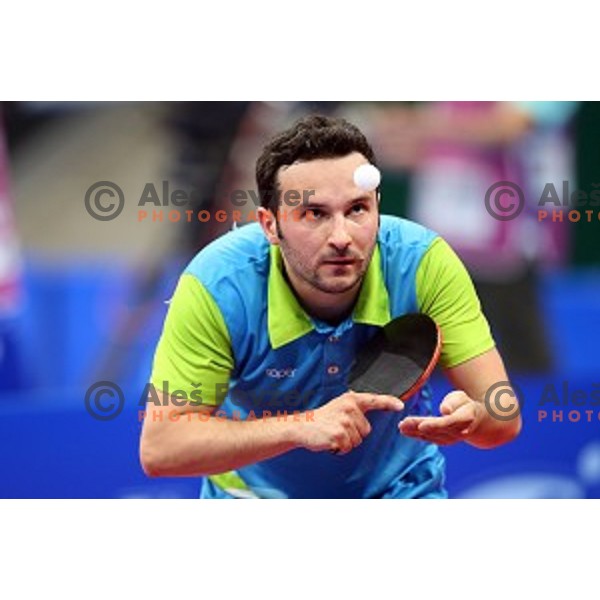 Bojan Tokic of Slovenia in third round action at table tournament in Baku Sports Hall during Baku 2015 First European Games, Azerbaijan on June 18, 2015