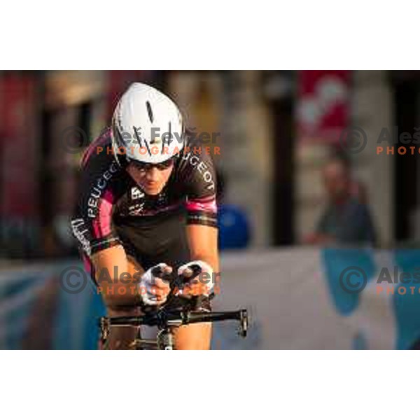 Rok Korosec of team Radenska Ljubljana in action during 1st Stage of 22. Tour of Slovenia, 8,8 km time trial in center of Ljubljana, Slovenia, on June 18th, 2015