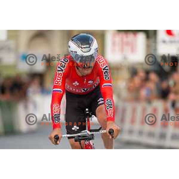 Artem Ovechkin of team Rusvelo in action during 1st Stage of 22. Tour of Slovenia, 8,8 km time trial in center of Ljubljana, Slovenia, on June 18th, 2015