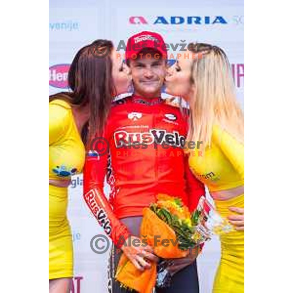 Artem Ovechkin of team Rusvelo in action during 1st Stage of 22. Tour of Slovenia, 8,8 km time trial in center of Ljubljana, Slovenia, on June 18th, 2015