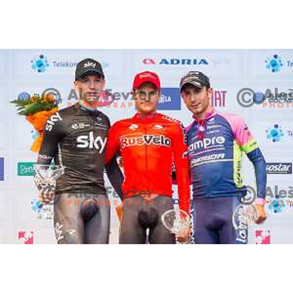 Salvatore Puccio, Artem Ovechkin and Diego Ulissi during 1st Stage of 22. Tour of Slovenia, 8,8 km time trial in center of Ljubljana, Slovenia, on June 18th, 2015