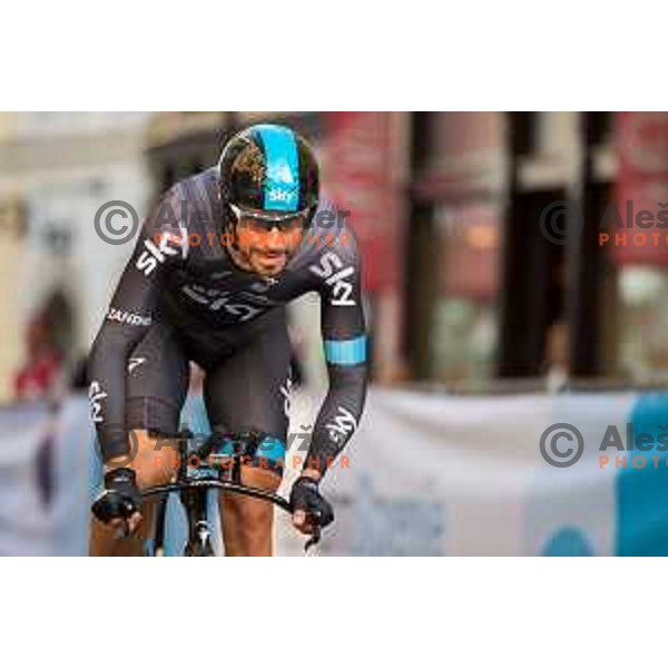 Xabier Zandio Echaide of Team SKY in action during 1st Stage of 22. Tour of Slovenia, 8,8 km time trial in center of Ljubljana, Slovenia, on June 18th, 2015