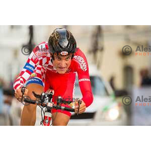 Enea Cambianica of Meridiana Kamen Team in action during 1st Stage of 22. Tour of Slovenia, 8,8 km time trial in center of Ljubljana, Slovenia, on June 18th, 2015