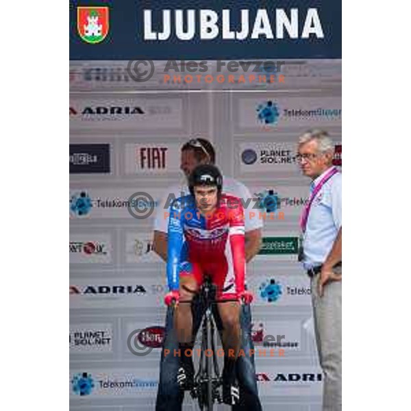 Jon Bozic of team Adria Mobil in action during 1st Stage of 22. Tour of Slovenia, 8,8 km time trial in center of Ljubljana, Slovenia, on June 18th, 2015