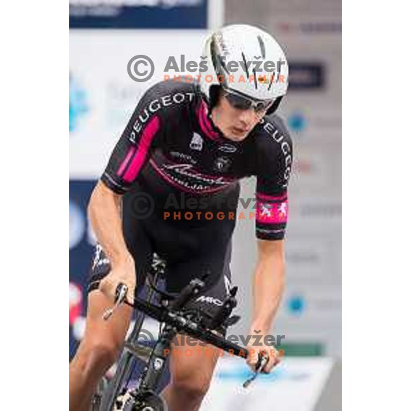 Ziga Rucigaj of team Radenska Ljubljana in action during 1st Stage of 22. Tour of Slovenia, 8,8 km time trial in center of Ljubljana, Slovenia, on June 18th, 2015