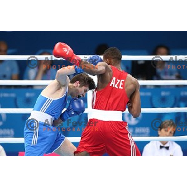 Edin Sejdinovic (SLO) fights with Colazzo Sotomayor (AZE) in first round of boxing tournament in Crystal Hall during First European Games Baku 2015, Azerbaijan on June 18, 2015