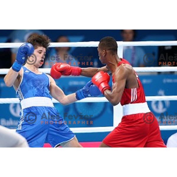 Edin Sejdinovic (SLO) fights with Colazzo Sotomayor (AZE) in first round of boxing tournament in Crystal Hall during First European Games Baku 2015, Azerbaijan on June 18, 2015