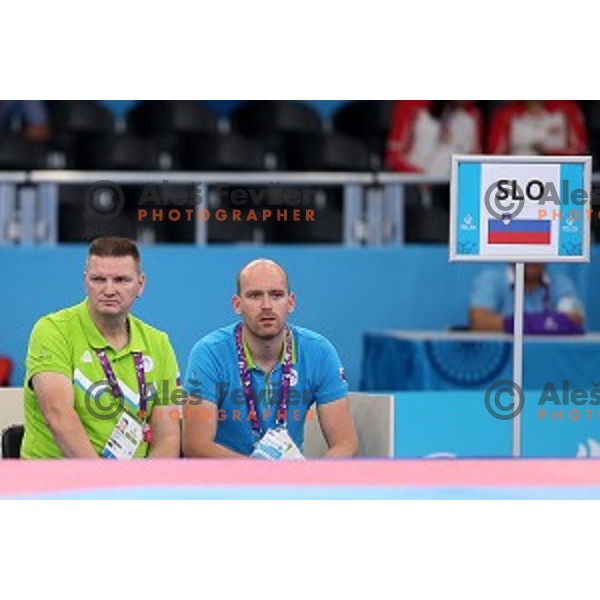 Miodrag Krnetic and Matej Ipavec during first round of Taekwondo Men +80 kg in Crystal Hall during Baku 2015 First European Games, Azerbaijan on June 19, 2015