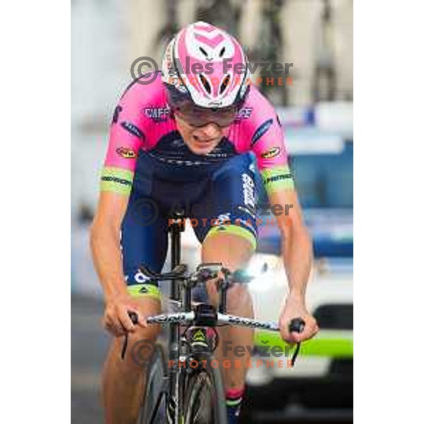 Ilia Koshevoy of team Lampre - Merida in action during 1st Stage of 22. Tour of Slovenia, 8,8 km time trial in center of Ljubljana, Slovenia, on June 18th, 2015