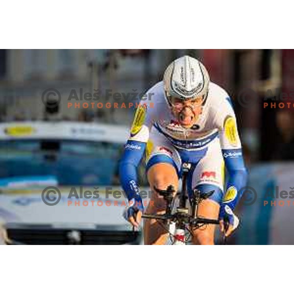 Arthur Vanoverberghe of team Topsport Vlaanderen-Baloise in action during 1st Stage of 22. Tour of Slovenia, 8,8 km time trail in center of Ljubljana, Slovenia, on January 30th, 2012