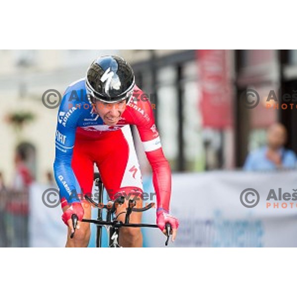 Domen Novak of team Adria Mobil in action during 1st Stage of 22. Tour of Slovenia, 8,8 km time trial in center of Ljubljana, Slovenia, on June 18th, 2015