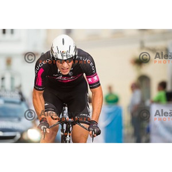 Martin Otonicar of team Radenska Ljubljana in action during 1st Stage of 22. Tour of Slovenia, 8,8 km time trial in center of Ljubljana, Slovenia, on June 18th, 2015