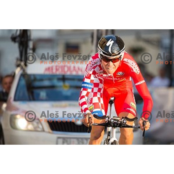 Uros Repse of Meridiana Kamen Team in action during 1st Stage of 22. Tour of Slovenia, 8,8 km time trial in center of Ljubljana, Slovenia, on June 18th, 2015