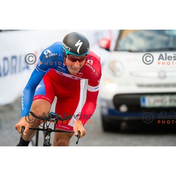 David Per of team Adria Mobil in action during 1st Stage of 22. Tour of Slovenia, 8,8 km time trial in center of Ljubljana, Slovenia, on June 18th, 2015