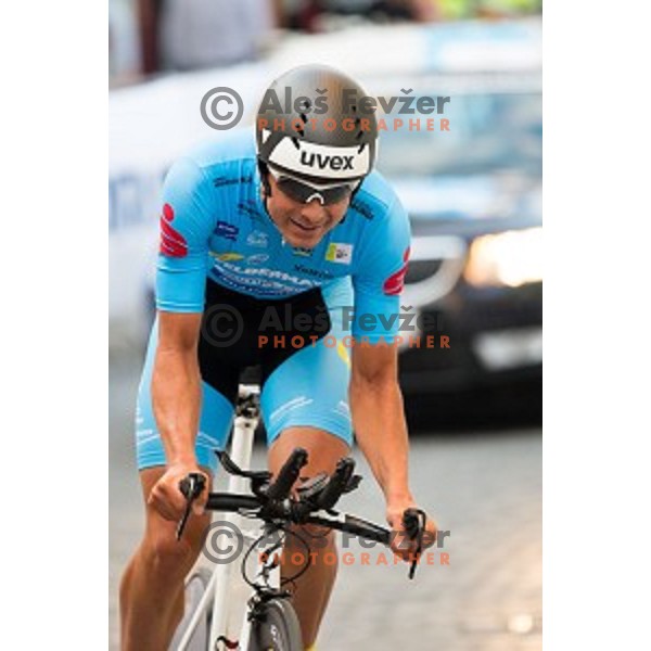 Jure Golcer of team Felbermayr Simplon Wels in action during 1st Stage of 22. Tour of Slovenia, 8,8 km time trial in center of Ljubljana, Slovenia, on June 18th, 2015