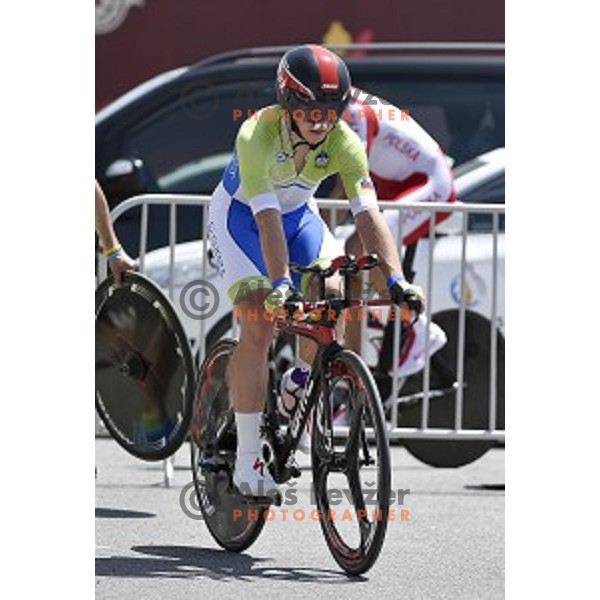Jan Tratnik of Slovenia competes at Men\'s Time trial at Bligah Beach during First European Games Baku 2015, Azerbaijan on June 18, 2015