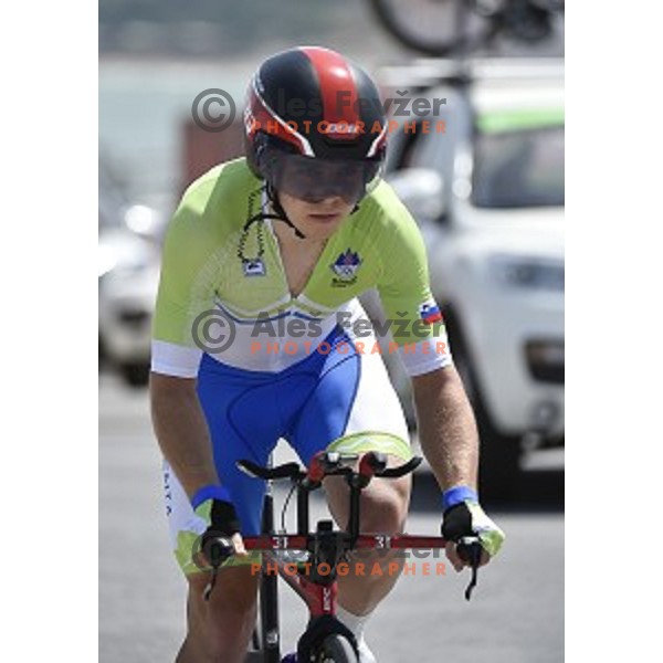 Jan Tratnik of Slovenia competes at Men\'s Time trial at Bligah Beach during First European Games Baku 2015, Azerbaijan on June 18, 2015