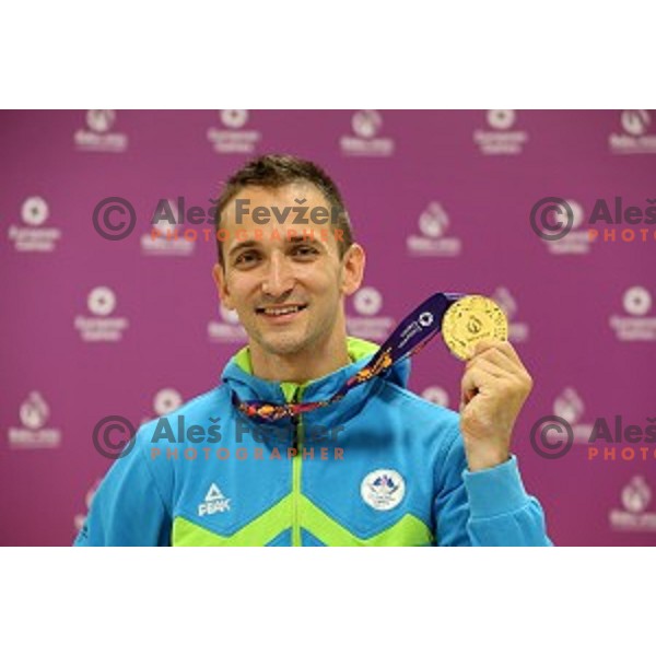 Saso Bertoncelj of Slovenia, winner of gold medal in Artistic Gymnastics at pommel horse at First European Games Baku 2015 in National Gymnastics Arena in Baku, Azerbaijan on June 20, 2015