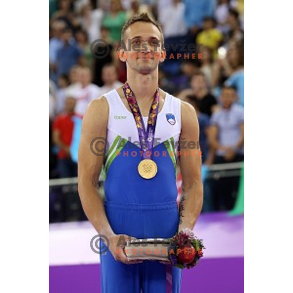 Saso Bertoncelj of Slovenia, winner of gold medal in Artistic Gymnastics at pommel horse at First European Games Baku 2015 in National Gymnastics Arena in Baku, Azerbaijan on June 20, 2015
