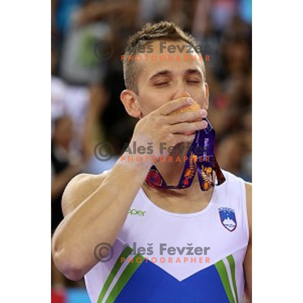 Saso Bertoncelj of Slovenia, winner of gold medal in Artistic Gymnastics at pommel horse at First European Games Baku 2015 in National Gymnastics Arena in Baku, Azerbaijan on June 20, 2015