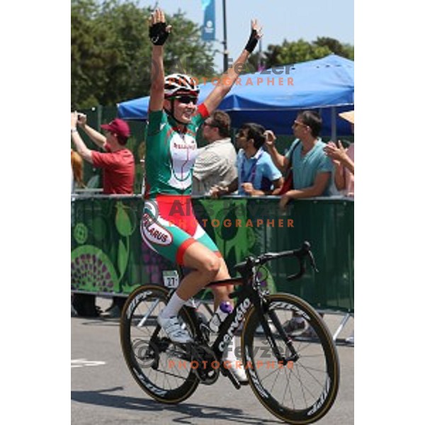 Alena Amialiusik (BLR), winner of Women\'s road race 120 km at First European Games Baku 2015, Azerbaijan on June 20, 2015