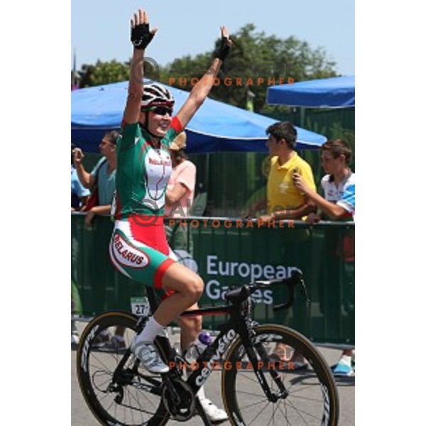 Alena Amialiusik (BLR), winner of Women\'s road race 120 km at First European Games Baku 2015, Azerbaijan on June 20, 2015